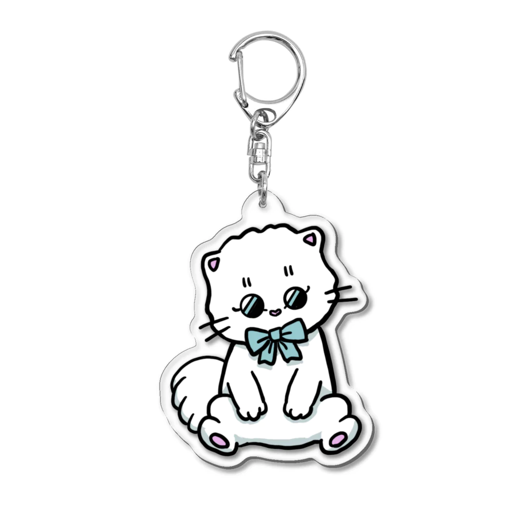 お砂糖と白い猫　creamy catのおすわりメルちゃん Acrylic Key Chain