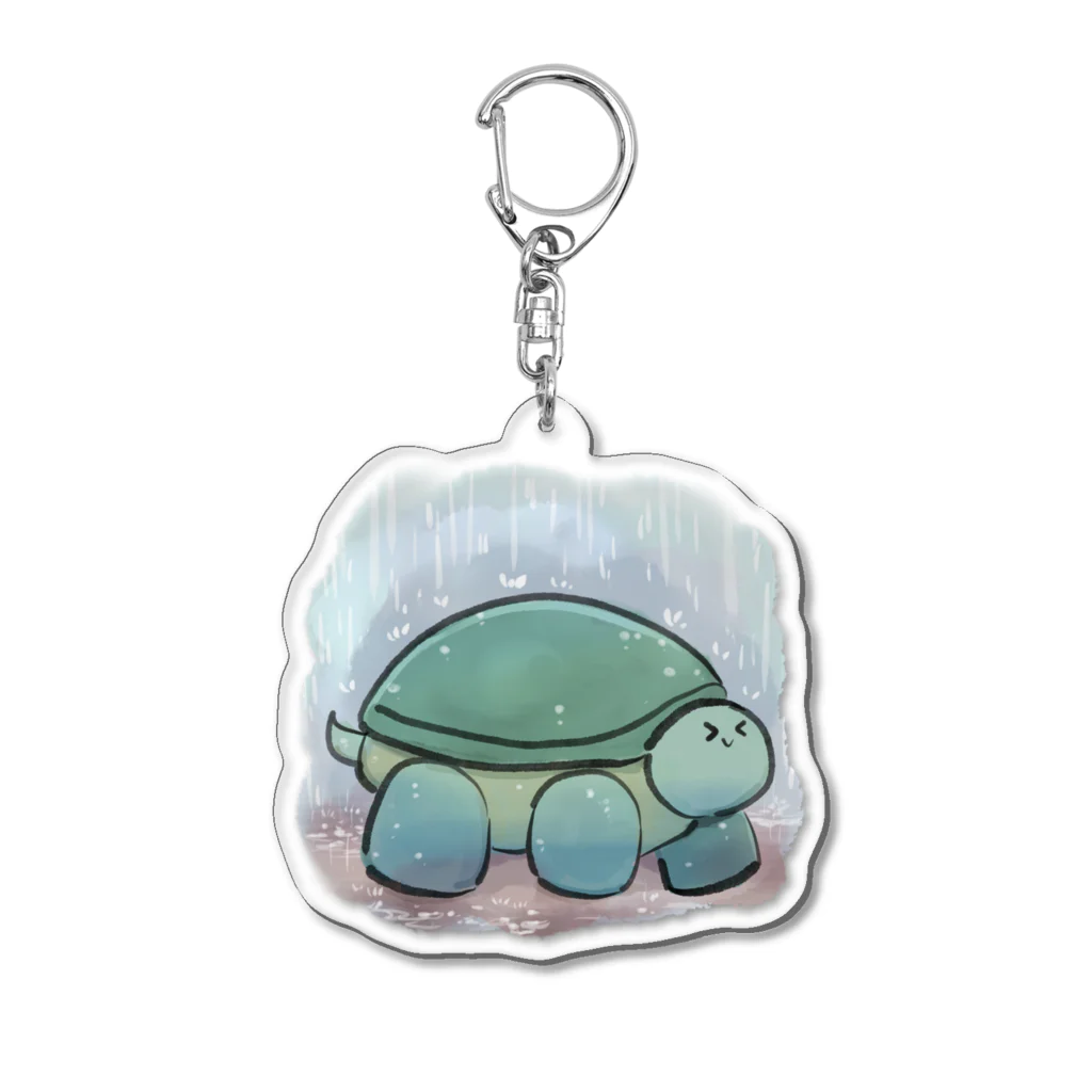 アプリコット・バスの雨の亀 Acrylic Key Chain