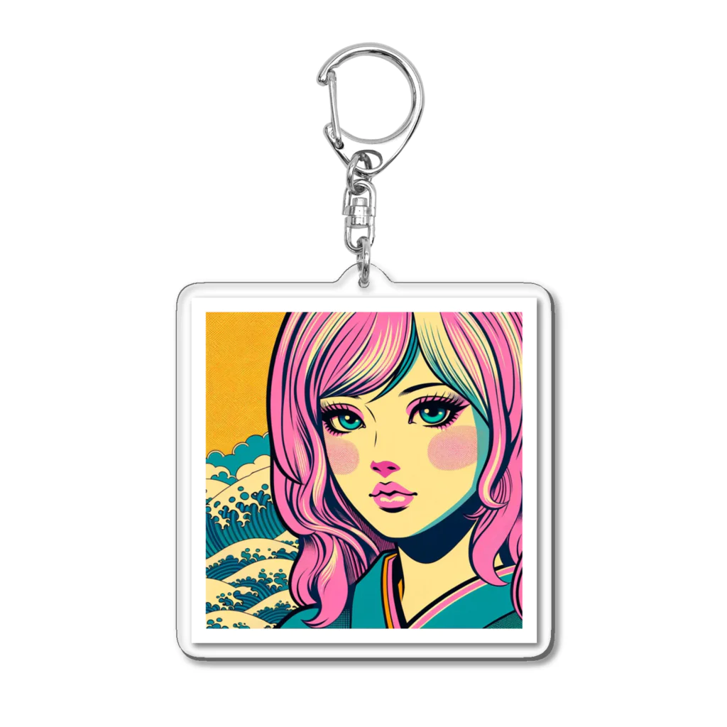 Sunlit Horizonの令和・浮世絵ギャル Acrylic Key Chain