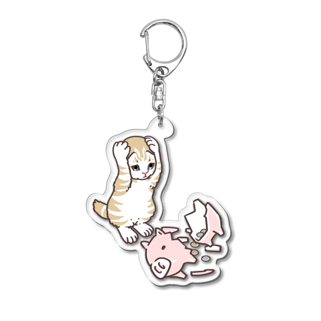 nya-mew（ニャーミュー）のやっちまったニャーちゃん Acrylic Key Chain