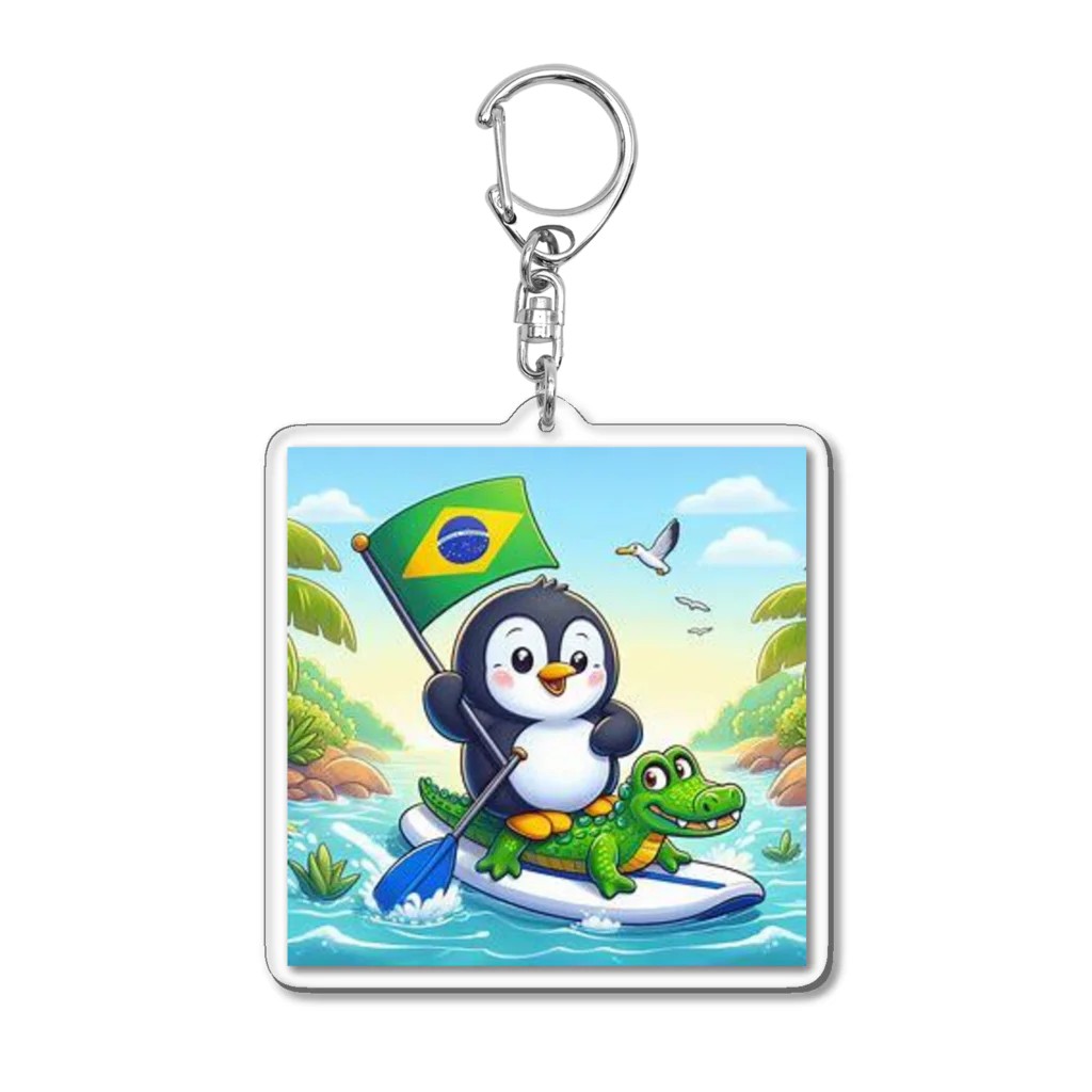 Enjoy 旅SUP!の旅ペンギン　ブラジル　アマゾンでSUP！！ Acrylic Key Chain