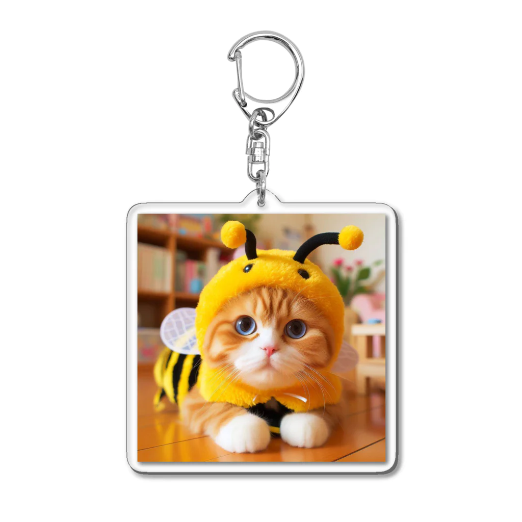 終わらない夢🌈のミツバチ🐝のコスプレをした🐱にゃんこ🐾 アクリルキーホルダー