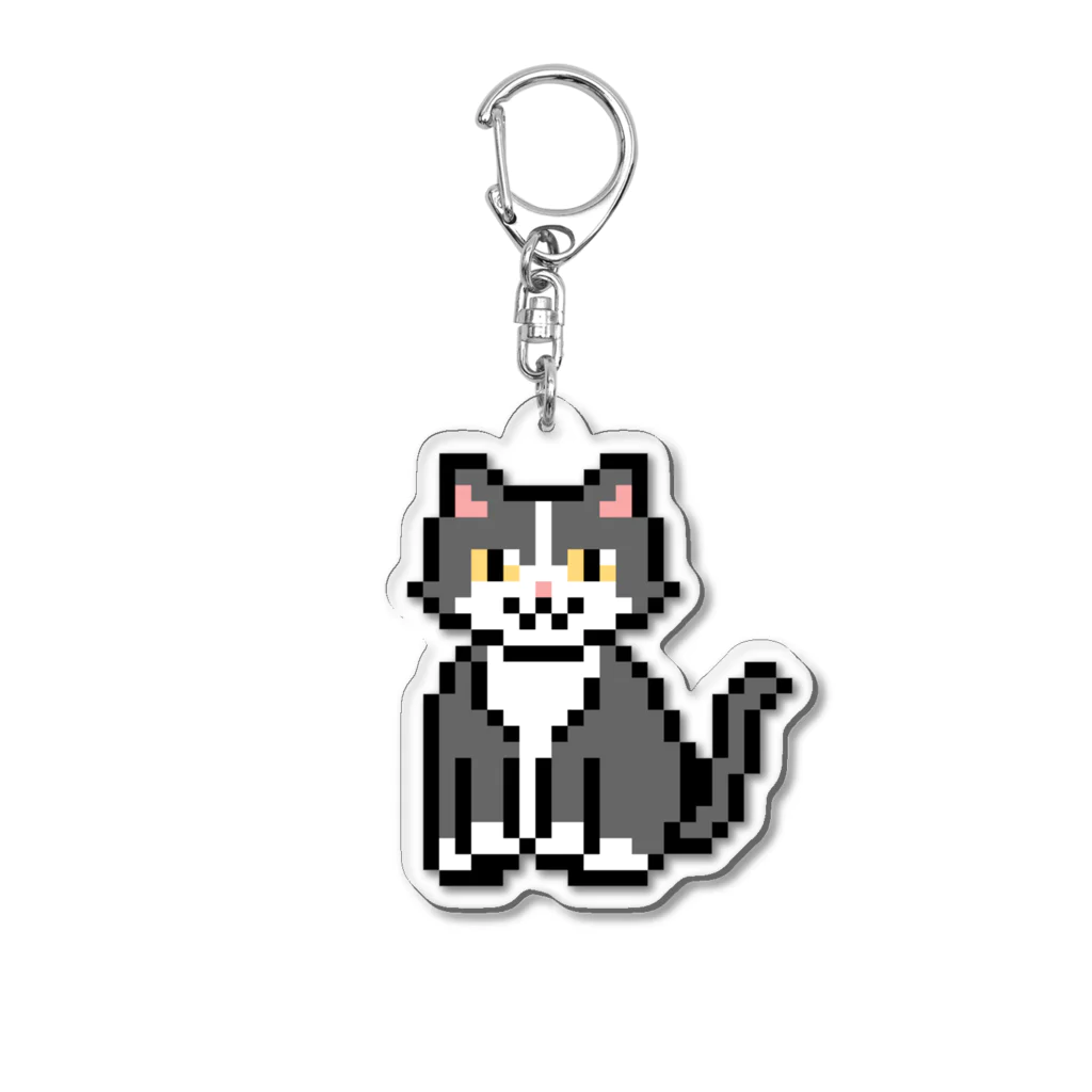 モチクマのハチワレ猫のドット絵 Acrylic Key Chain