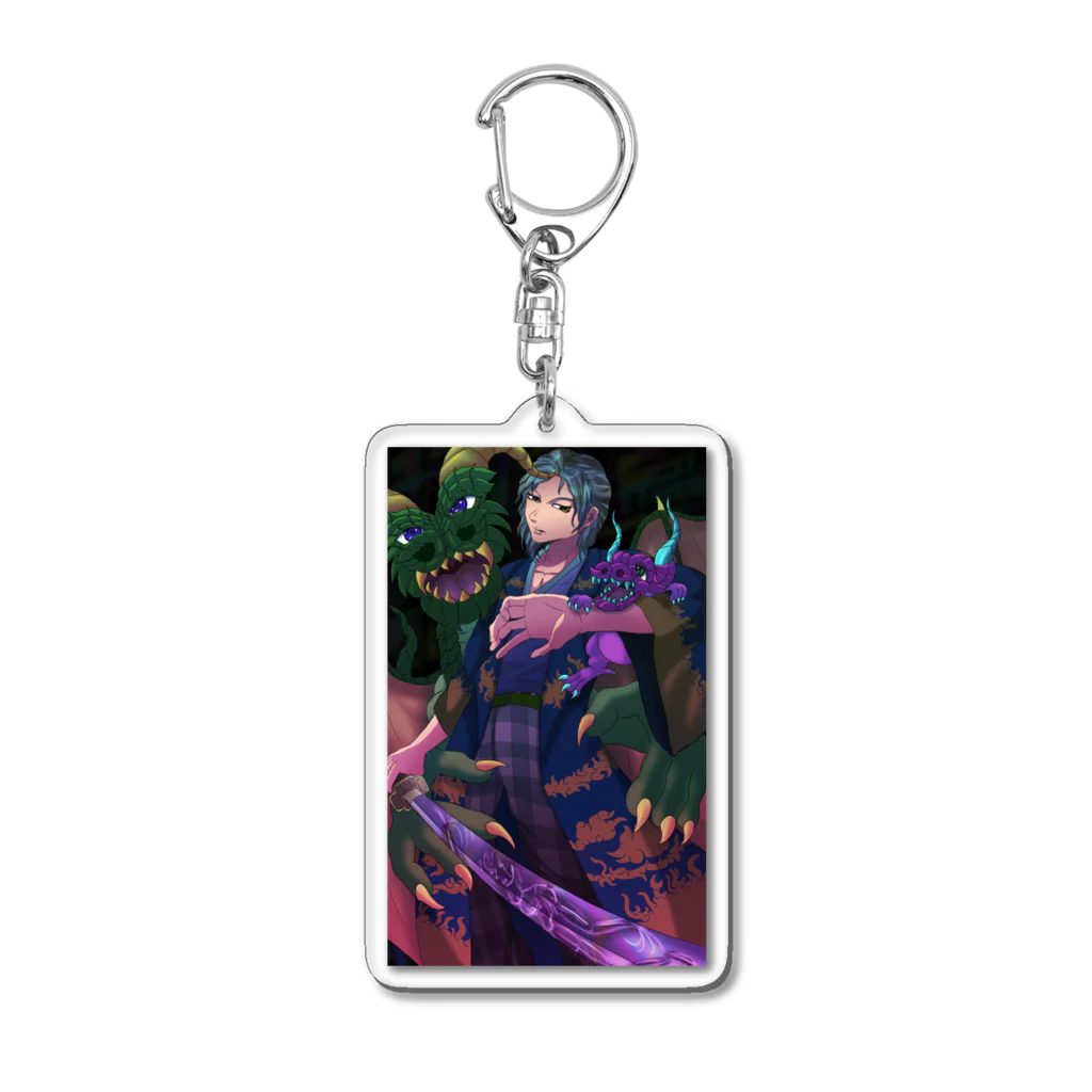 Hiroki Kitazawaのネオン・サムライ・ドラゴン Acrylic Key Chain