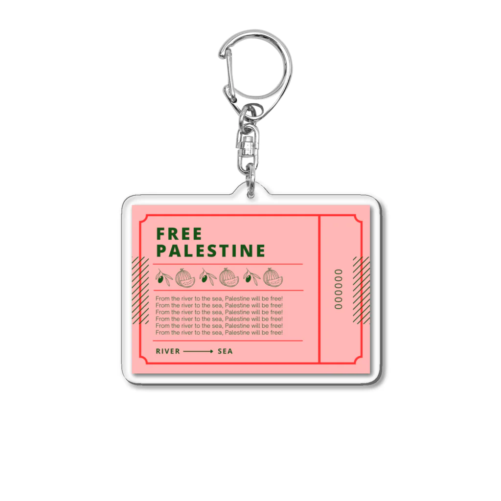 Tokyo feminist galのFREE PALESTINE ticket pink アクリルキーホルダー