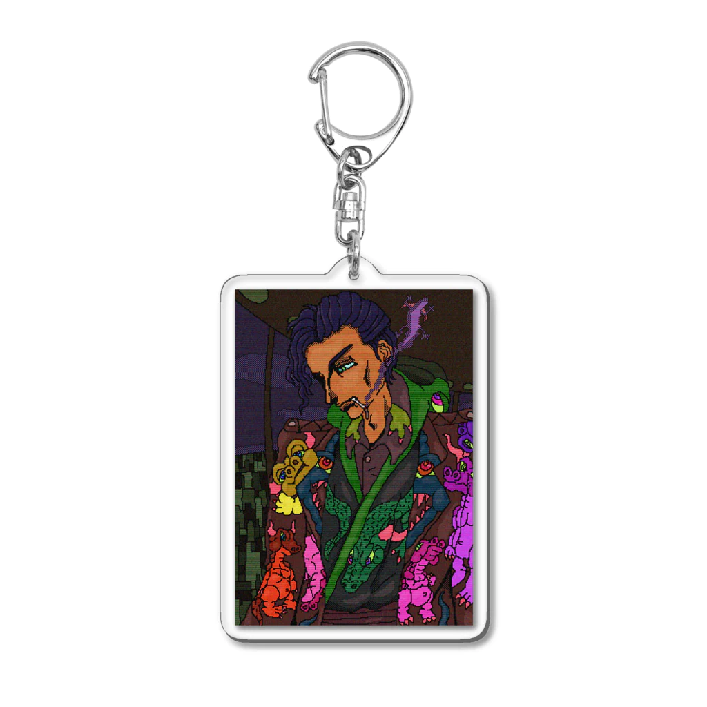 Hiroki Kitazawaのドラゴンの服を着た男 Acrylic Key Chain