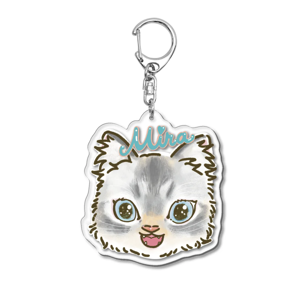 猫のきぬくんのお店のミラちゃん　LINEスタンプイラスト Acrylic Key Chain