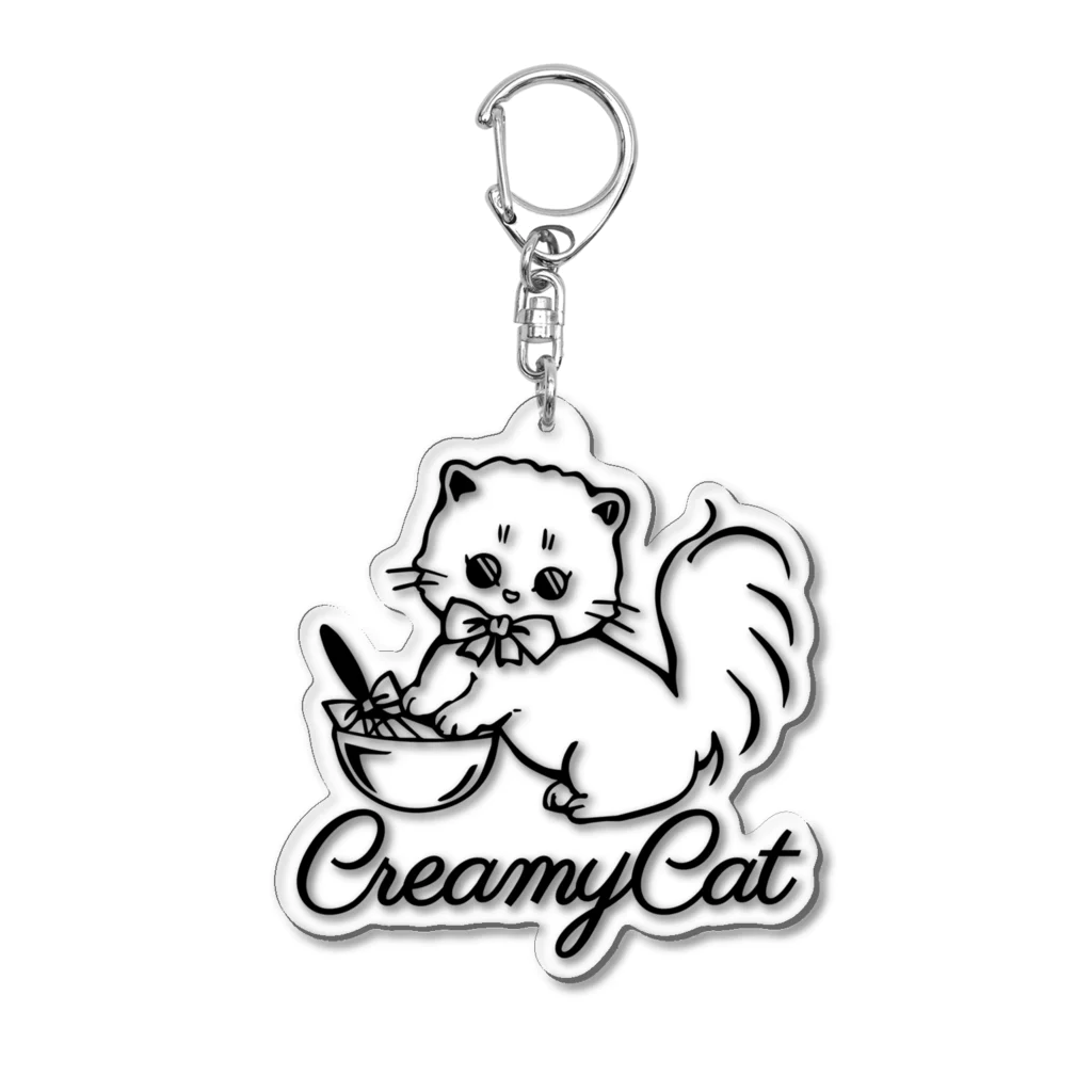 お砂糖と白い猫　creamy catのcreamy catの白猫ちゃん Acrylic Key Chain