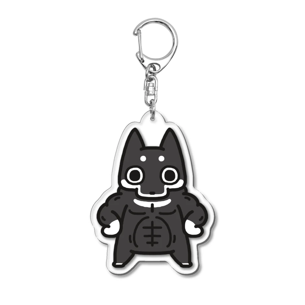 【しばし柴犬屋】のムキムキ筋肉柴犬(黒 Acrylic Key Chain