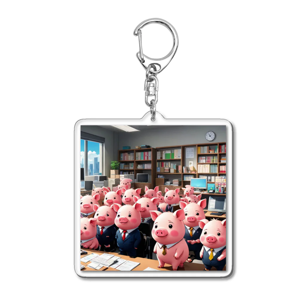 MTHの会社のらいんあっぷをするみにぶた管理製品 Acrylic Key Chain