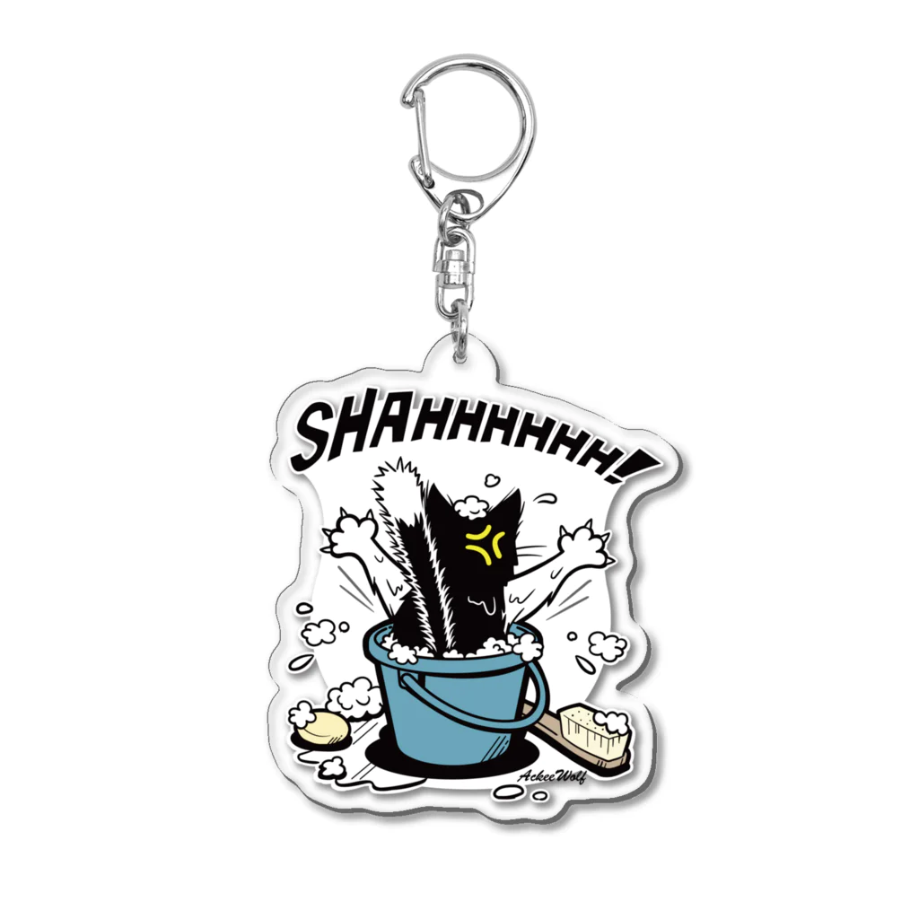 AckeeWolf Art Shopの猫シャンプー Acrylic Key Chain