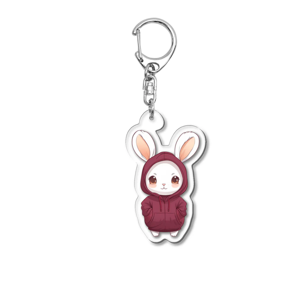 Vasetti_pressの赤パーカーを着ているうさぎちゃん Acrylic Key Chain