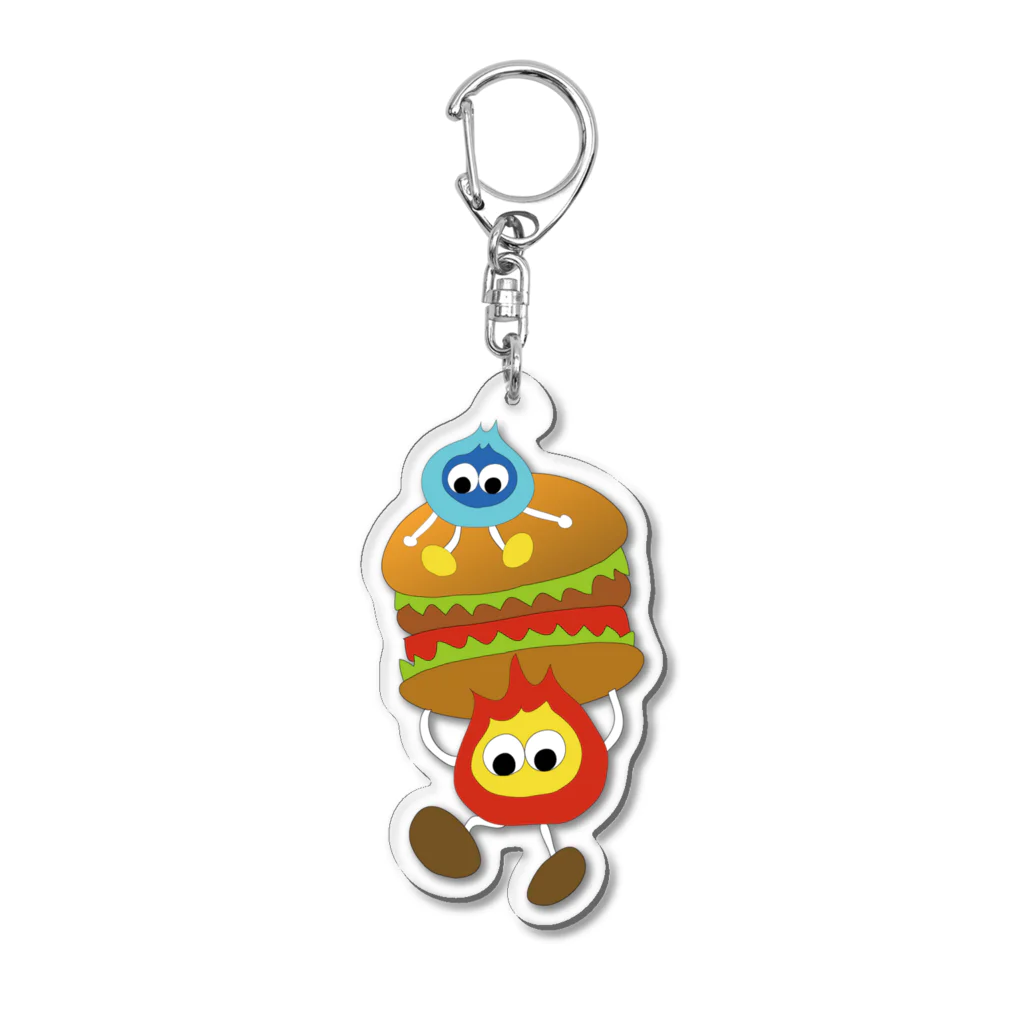 REDMOON_SAPPOROのFIRE　HAMBURGER Acrylic Key Chain