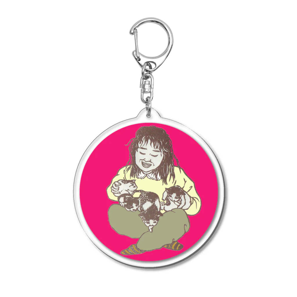 Y-C-PRINT-S-SHOPのネコてんこもり・ガール・キーホルダー Acrylic Key Chain