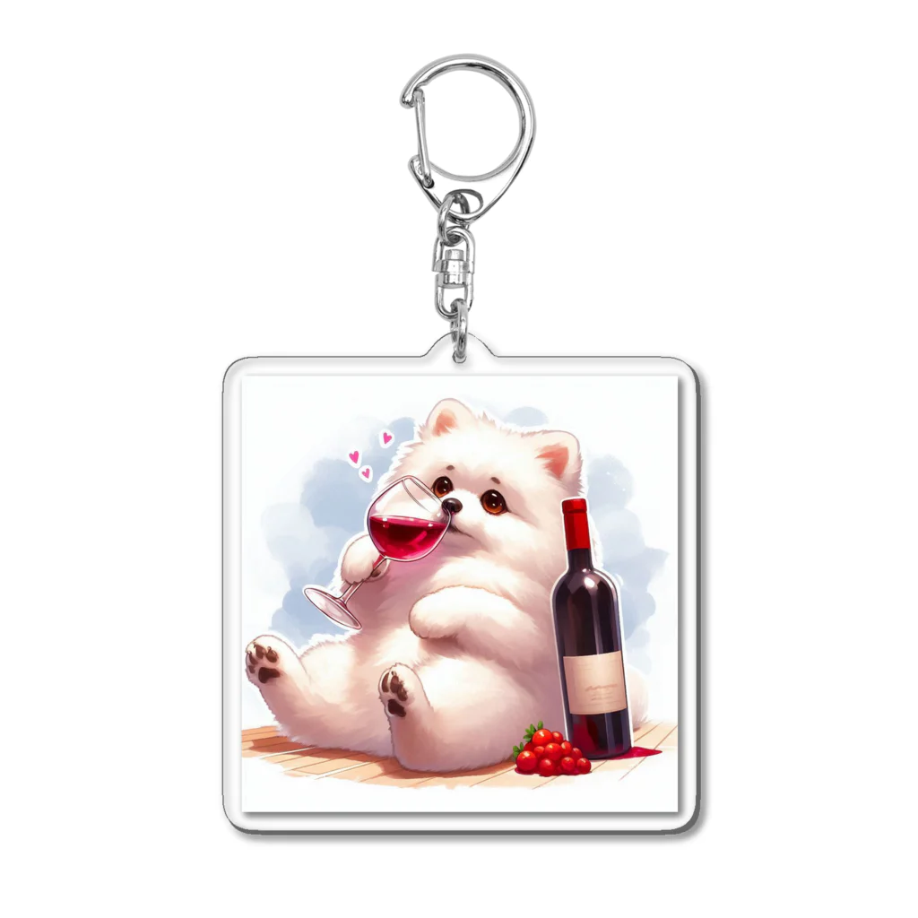 sunkoの一人飲みポメラニアン Acrylic Key Chain