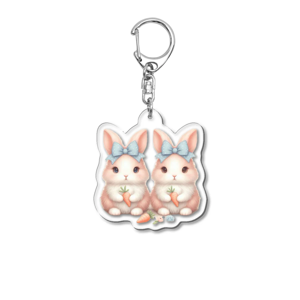 lamkksのふわふわかわいいうさぎの双子 Acrylic Key Chain