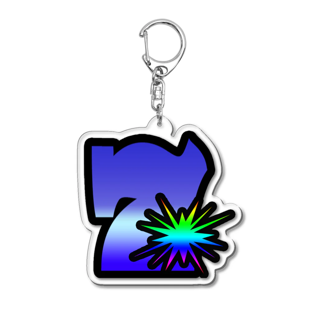 HirockDesignJapanのパチンコ、パチスロTシャツ＠青７図柄 Acrylic Key Chain