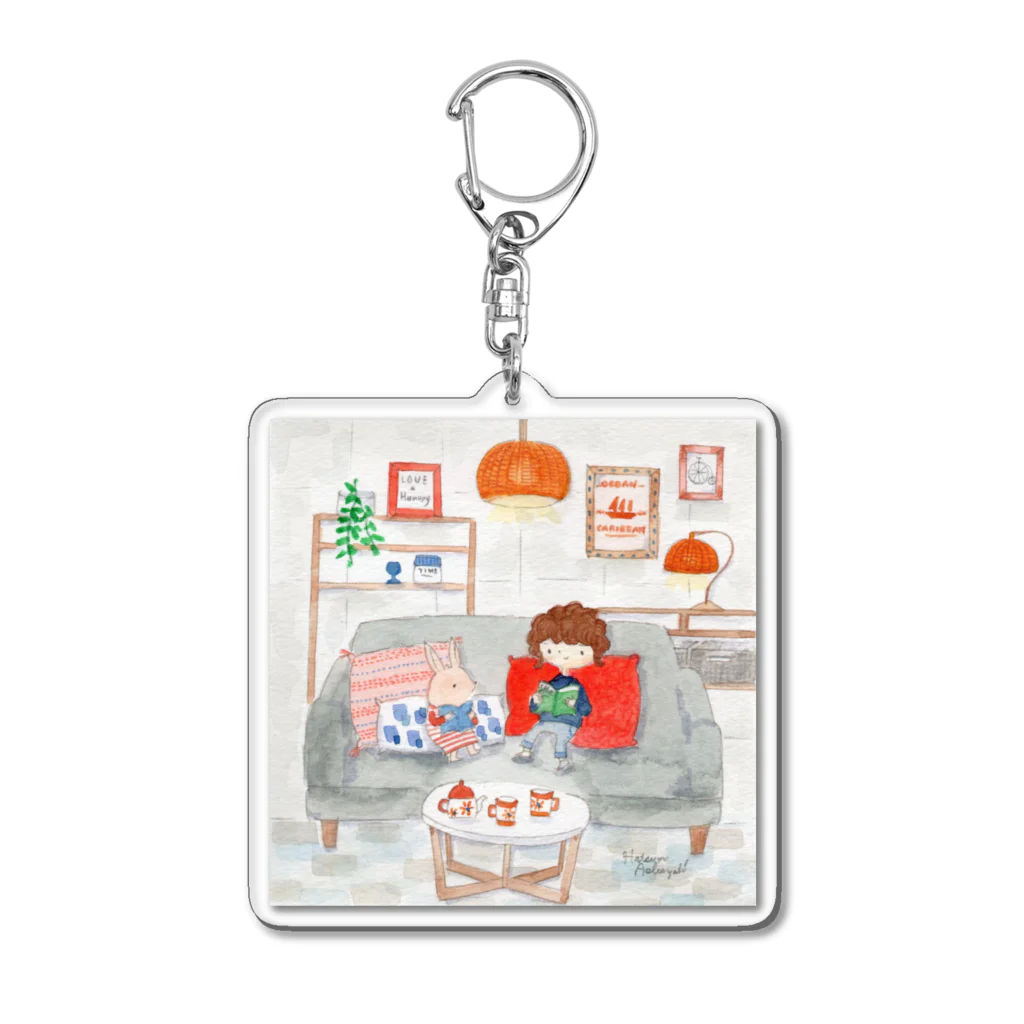 ブルーグリーンの大好きなソファ Acrylic Key Chain