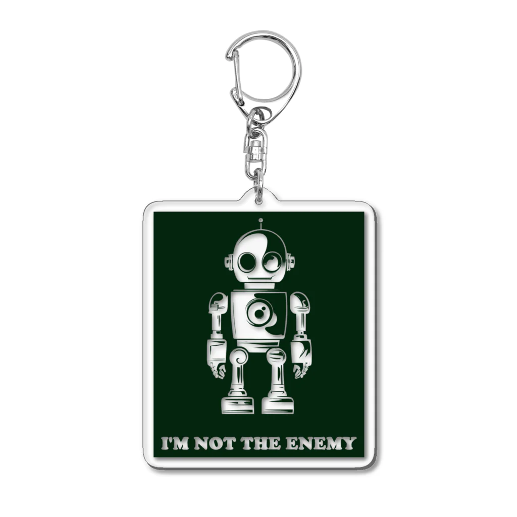 mirinconixの友好的なレトロなガラクタロボットくん/深緑 Acrylic Key Chain