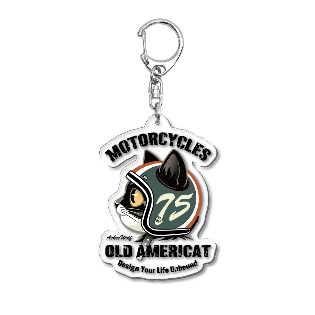 AckeeWolf Art ShopのOLD AMERICAT アクリルキーホルダー