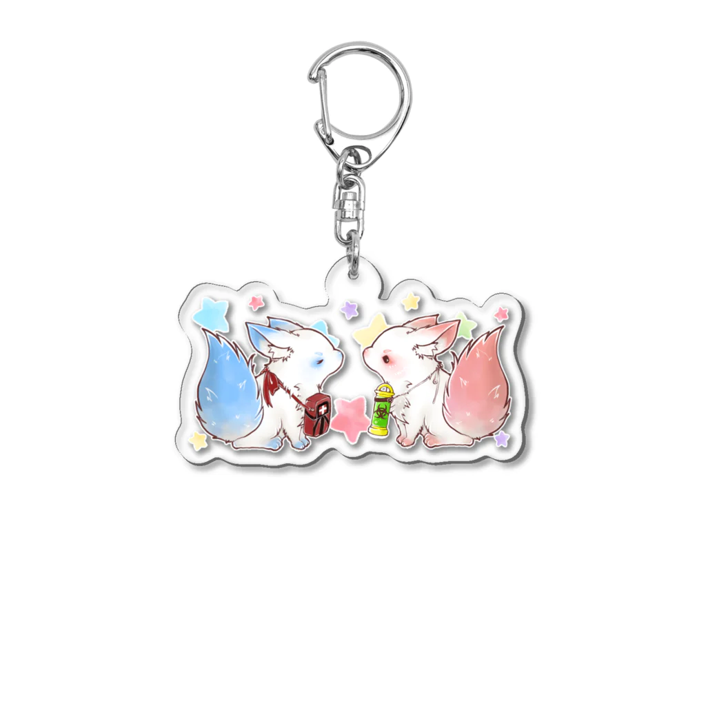 もにゃるかのお店🦊のもにゃきつねペア Acrylic Key Chain