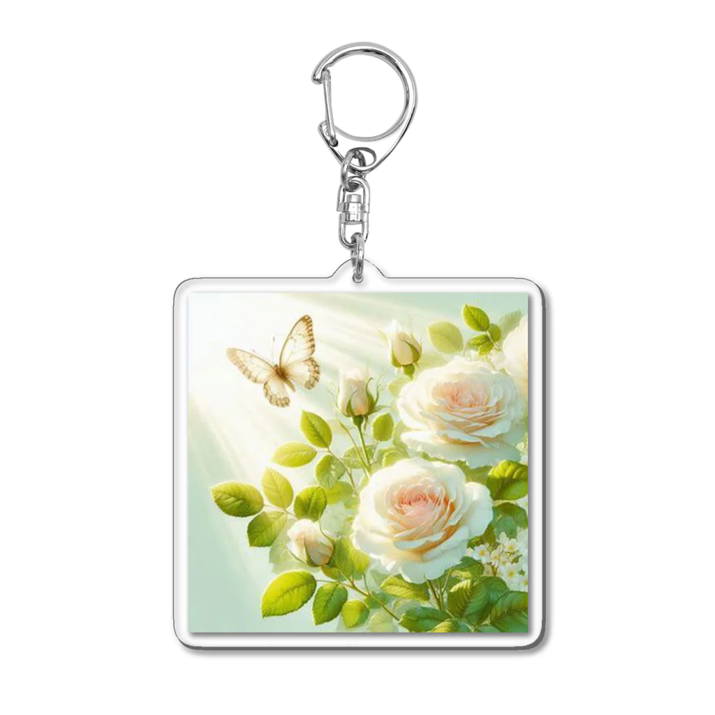 Rパンダ屋の「白薔薇」グッズ Acrylic Key Chain