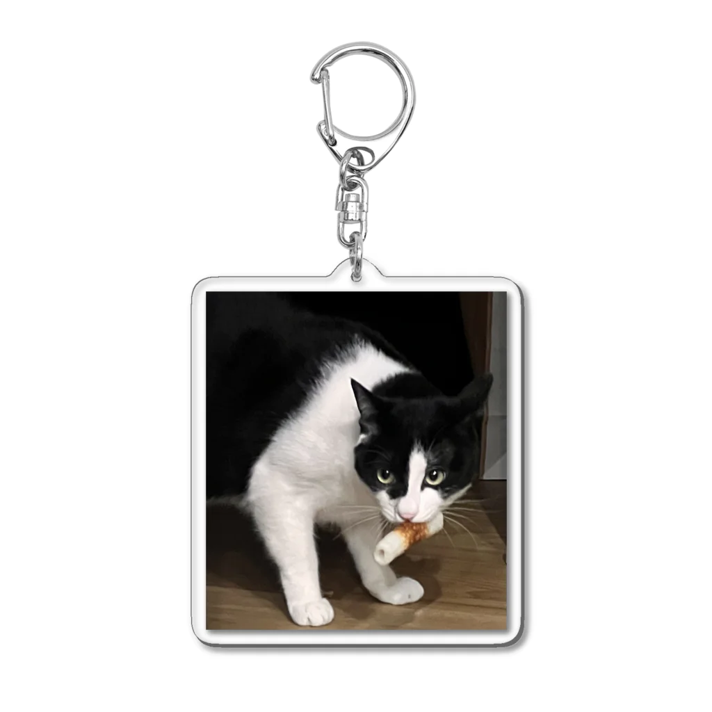 うちのにゃんず🐈のちくわをくわえたるぅーちゃん Acrylic Key Chain