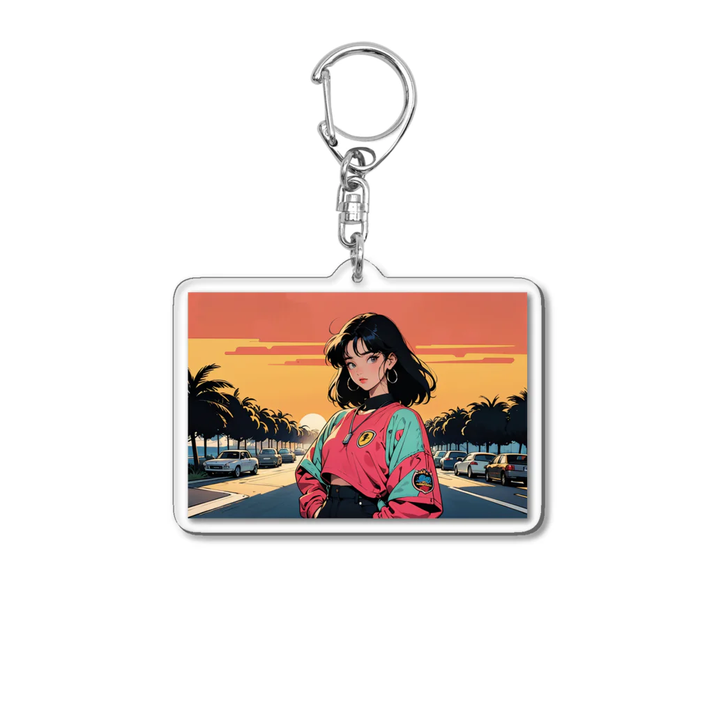 レトロガールショップのサンセットガール Acrylic Key Chain