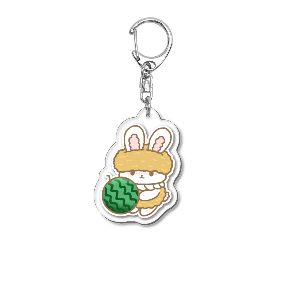 シャイなうさしゅ〜くり〜むグッズのスイカとうさしゅ〜 Acrylic Key Chain