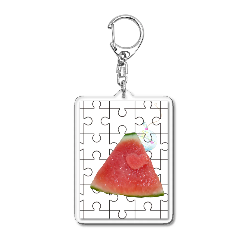 幸せ色に♪の西瓜に心臓💗 Acrylic Key Chain