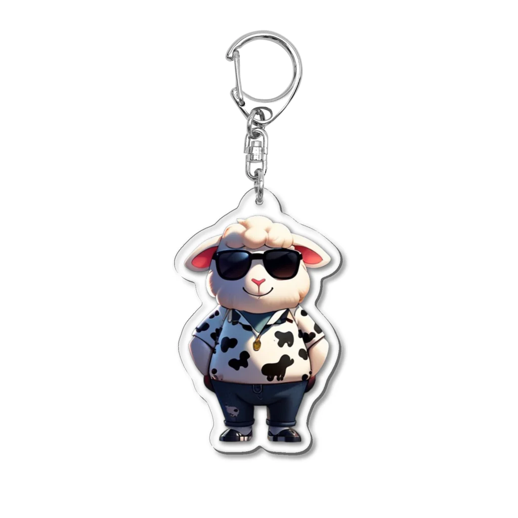 mofumofuoのグラサン羊（牛） Acrylic Key Chain