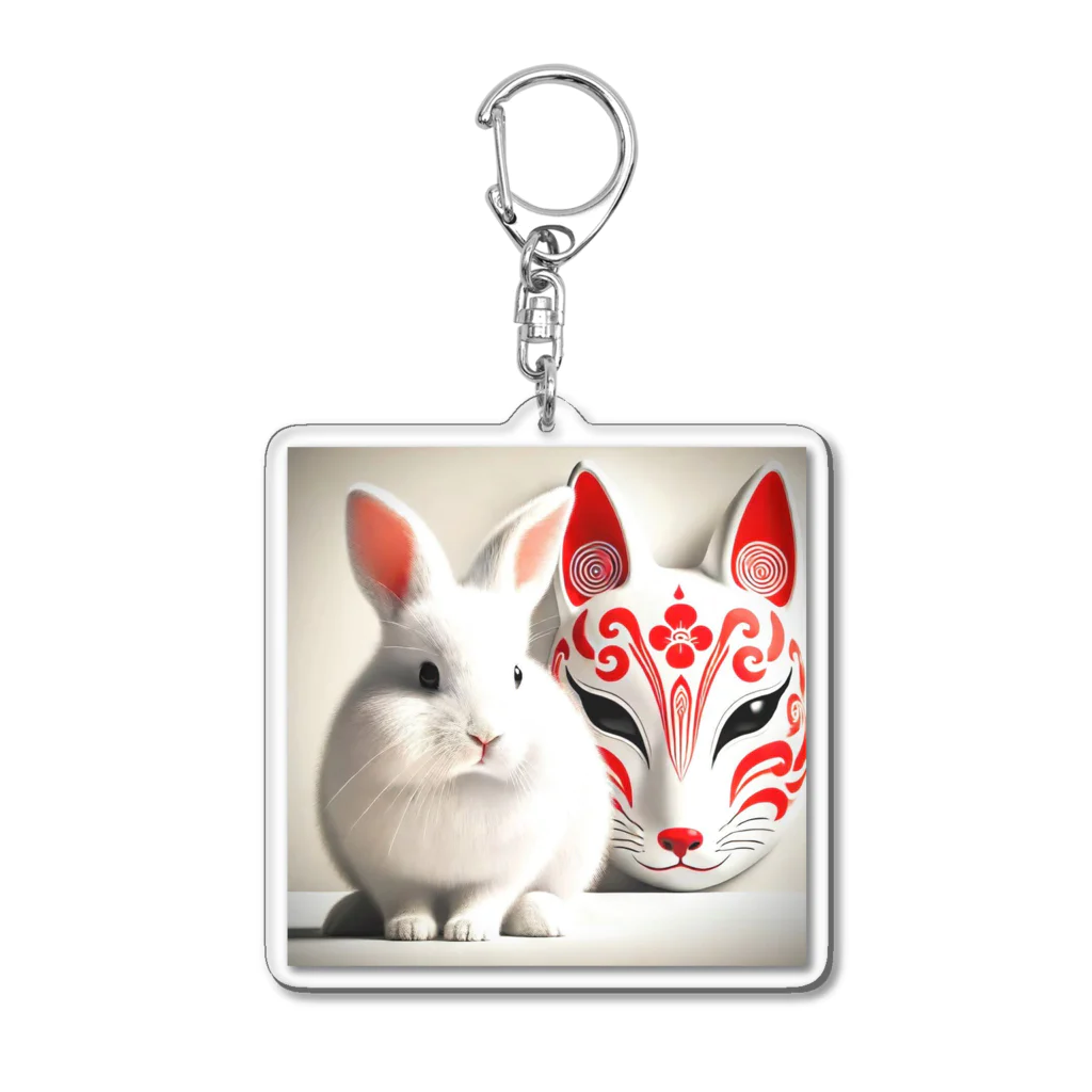 AtelierY2の狐面と兎 Acrylic Key Chain