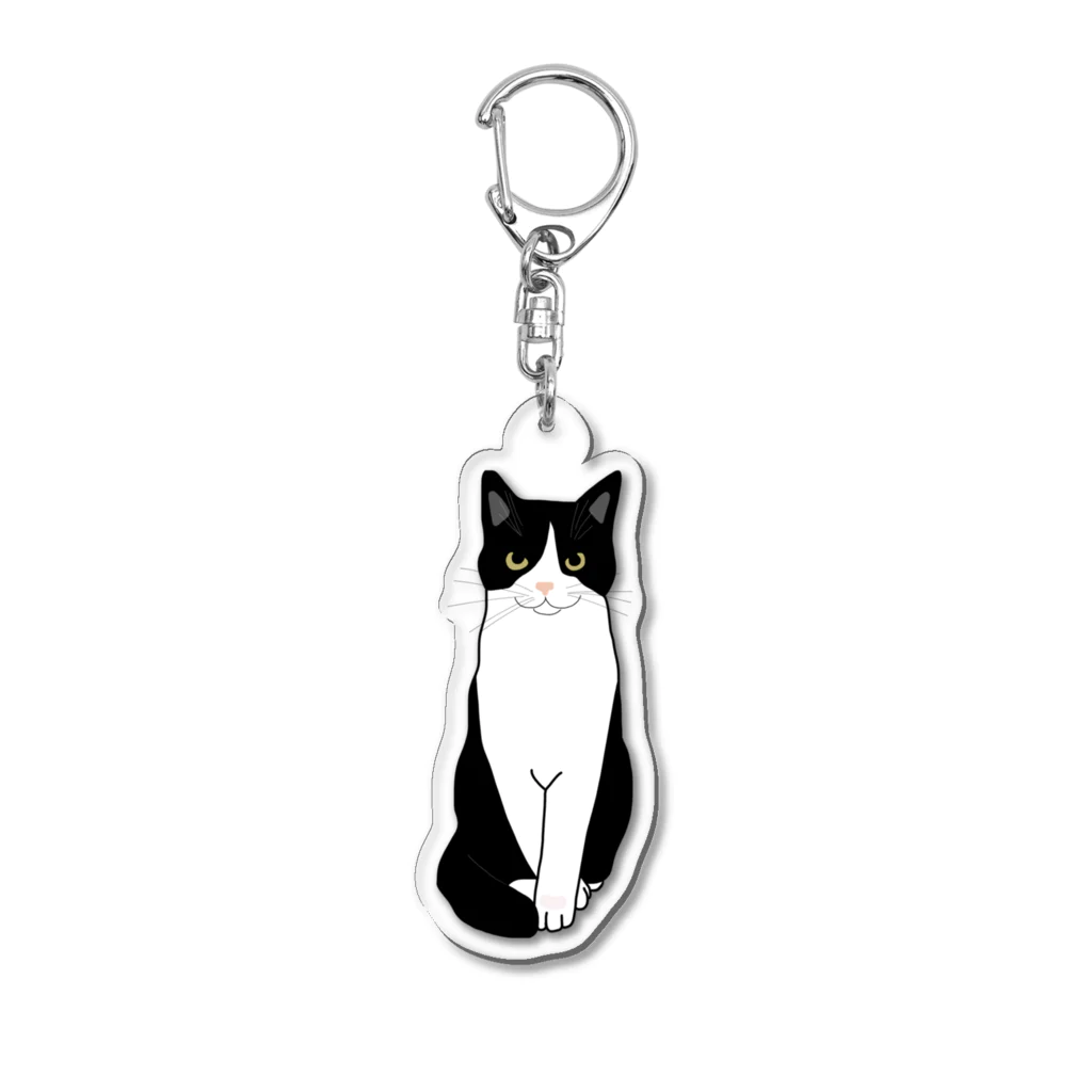 小鳥と映画館のお利口さんのハチワレちゃん Acrylic Key Chain