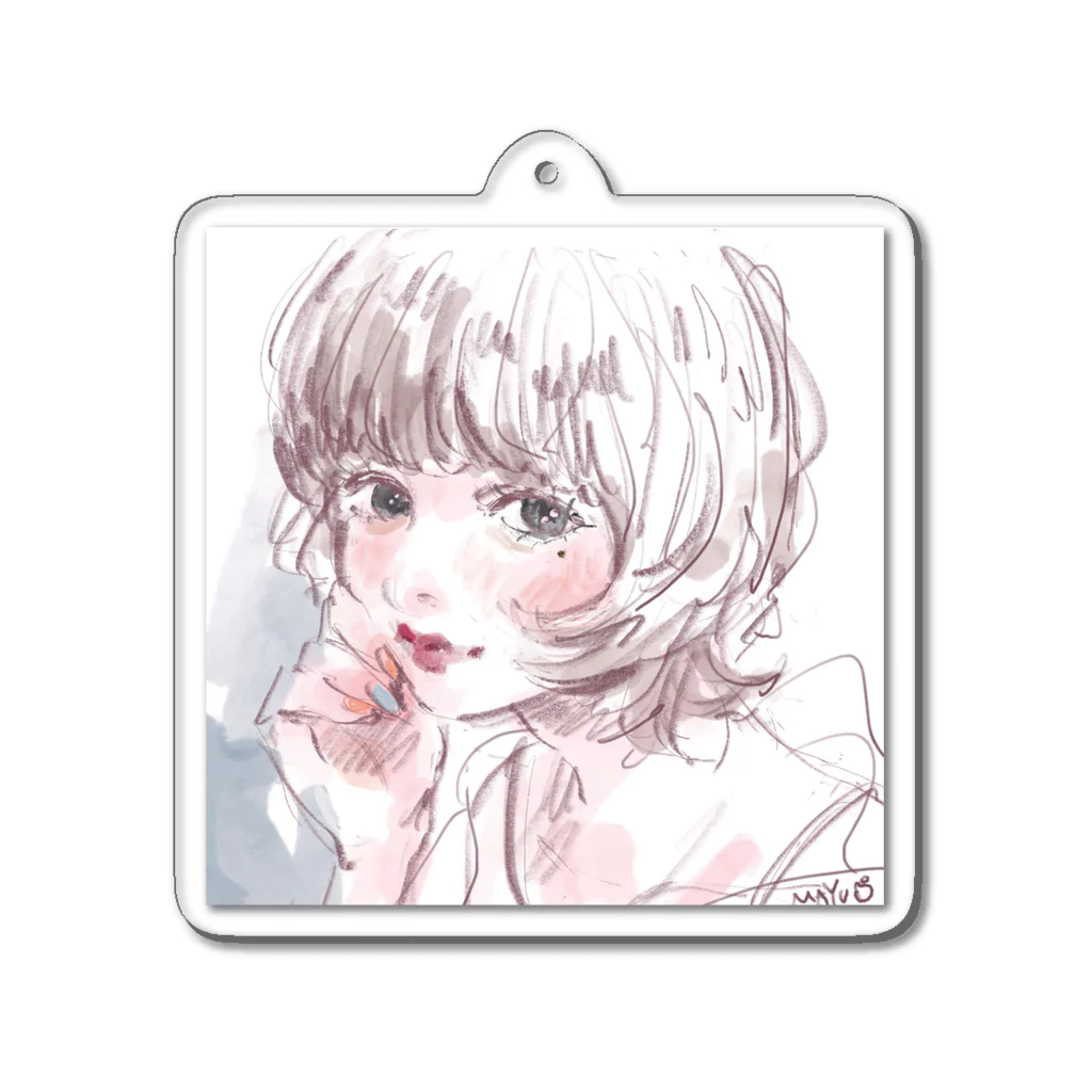 りんごあめのボブヘアgirl Acrylic Key Chain