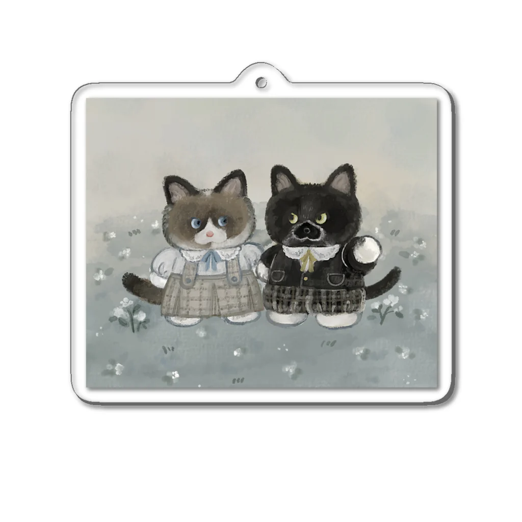 haupi_collectionの似顔絵らぶめめちゃん(背景あり) Acrylic Key Chain