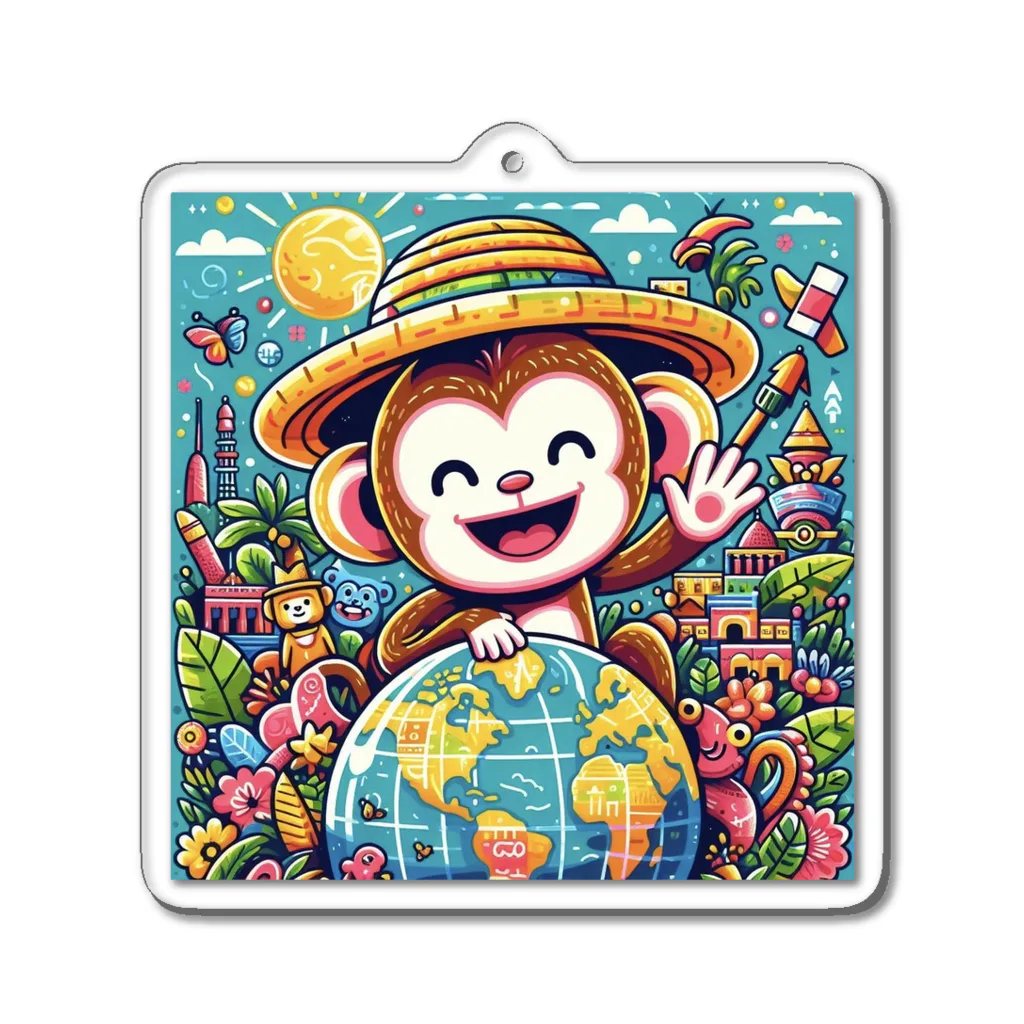 アニマルキャラクターショップのhappiness monkey Acrylic Key Chain