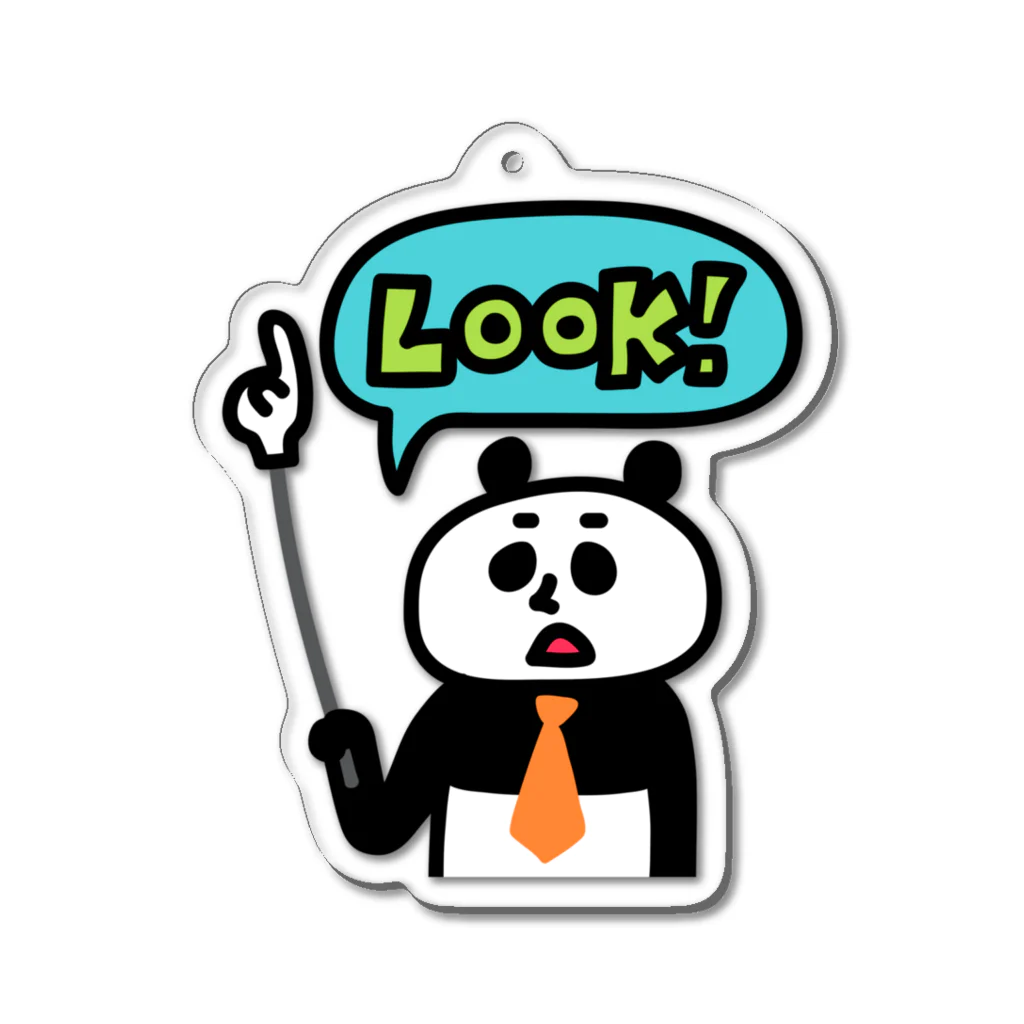 PokuStarのLOOK! パンダの指差し Acrylic Key Chain