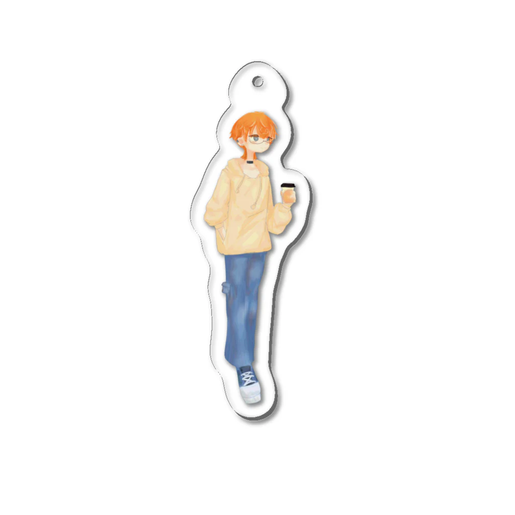 前後歩のコーヒー飲み飲みあゆむくん Acrylic Key Chain