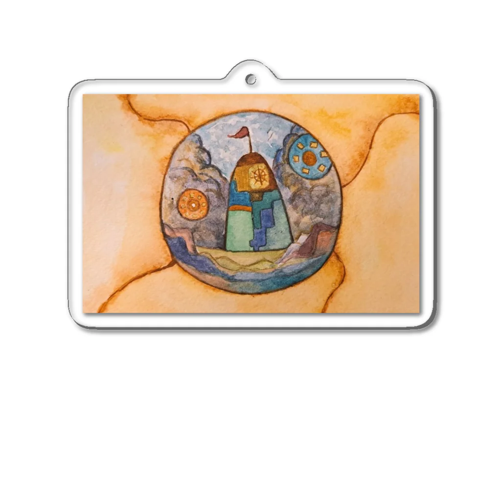 tomo_watercolorの水彩画作品「空想都市」- アクリルキーホルダー Acrylic Key Chain