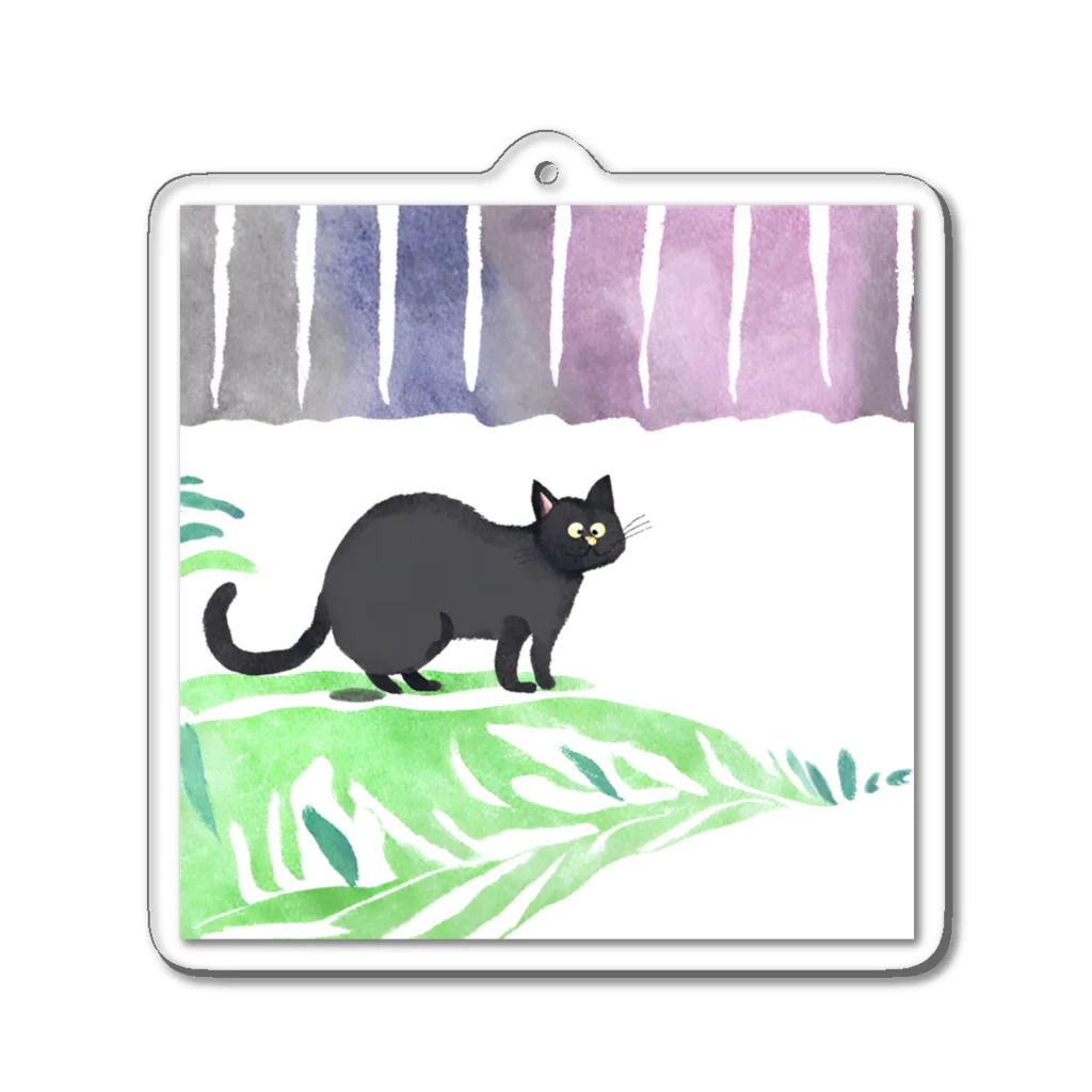 ta-ya_sのなんか抜けてる黒猫 Acrylic Key Chain