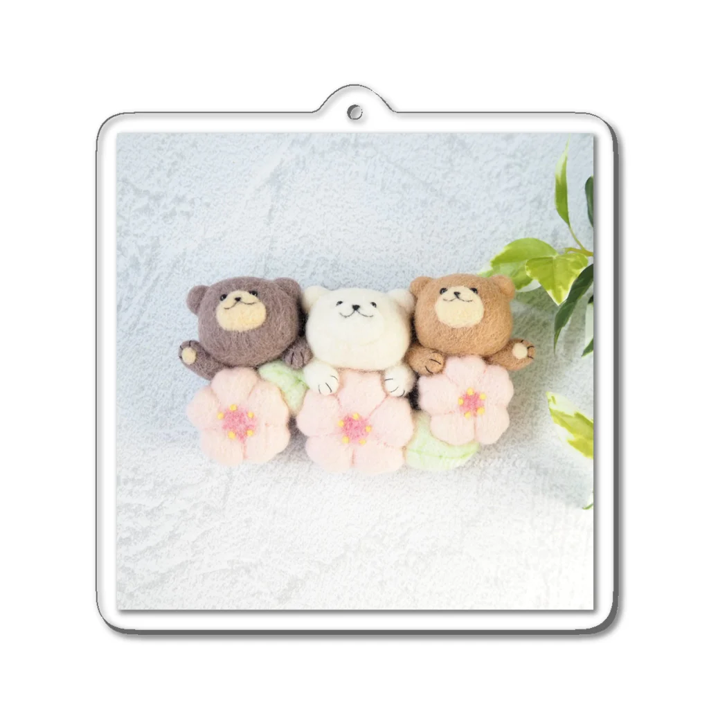 kumamia（くまみあ）のくまの3兄弟（桜） Acrylic Key Chain