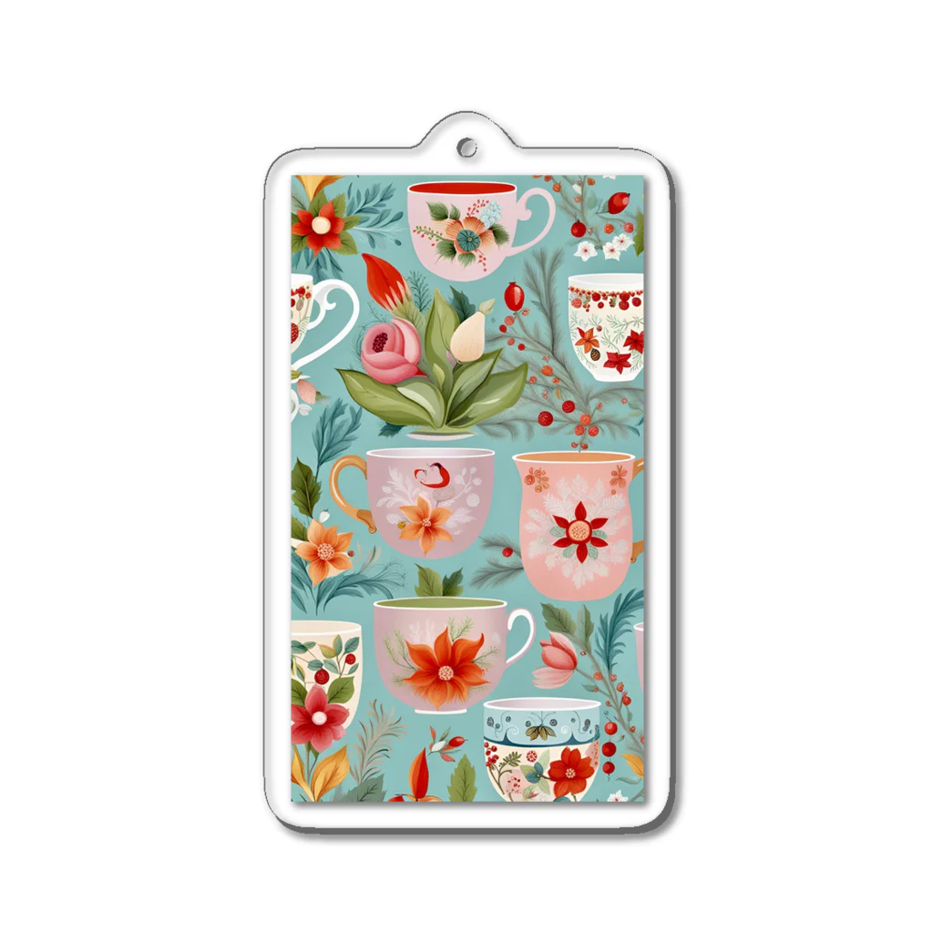 (っ◔◡◔)っ ♥ Le Petit Trésor ♥の花の詩カップ(The Flower Poetry Cup) Acrylic Key Chain