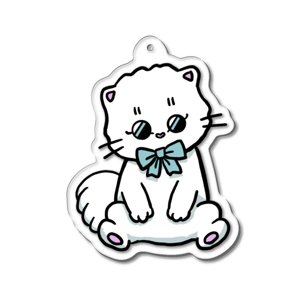 お砂糖と白い猫　creamy catのおすわりメルちゃん Acrylic Key Chain