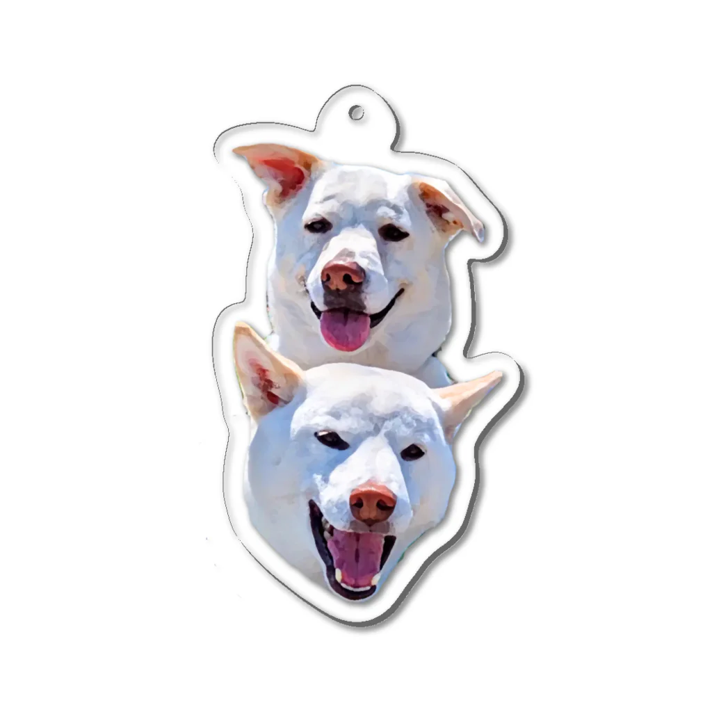 Atelier Pua laniのW（白犬）笑顔 Acrylic Key Chain