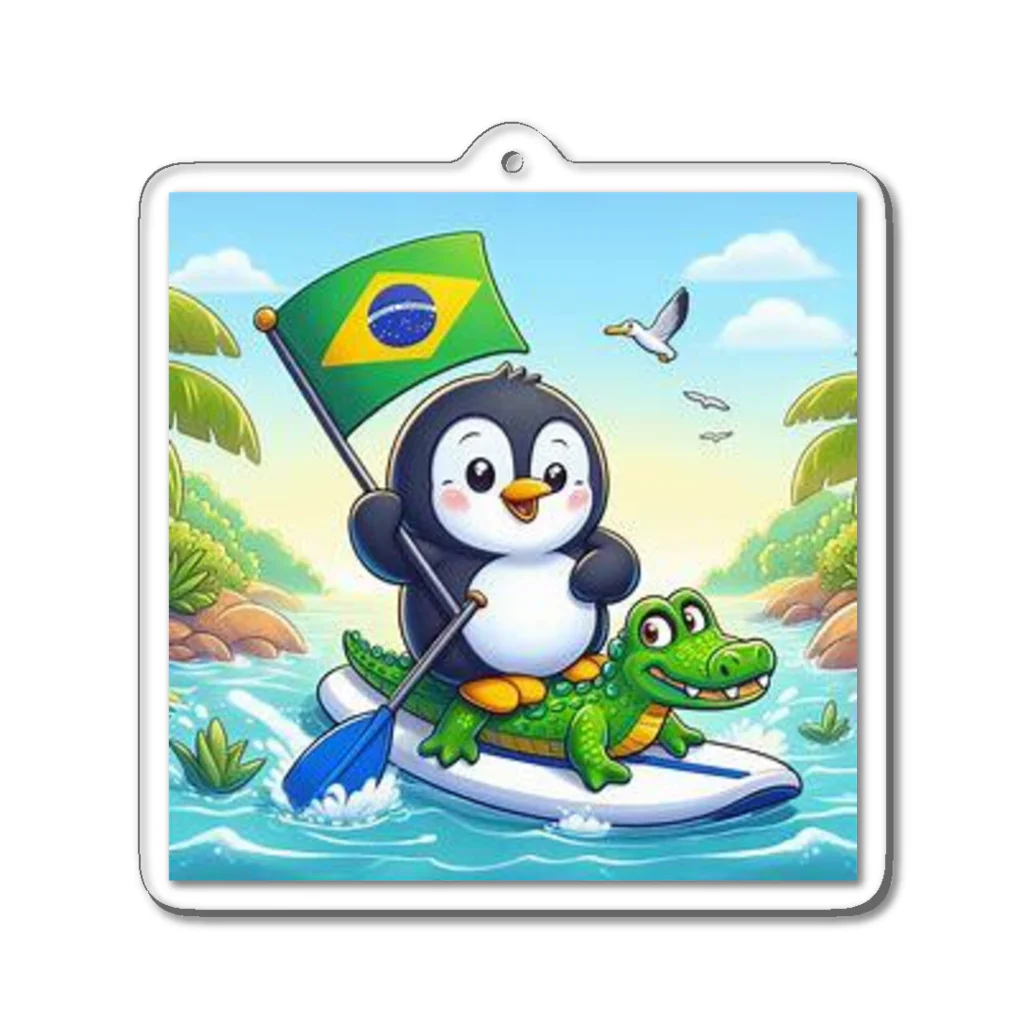 Enjoy 旅SUP!の旅ペンギン　ブラジル　アマゾンでSUP！！ Acrylic Key Chain