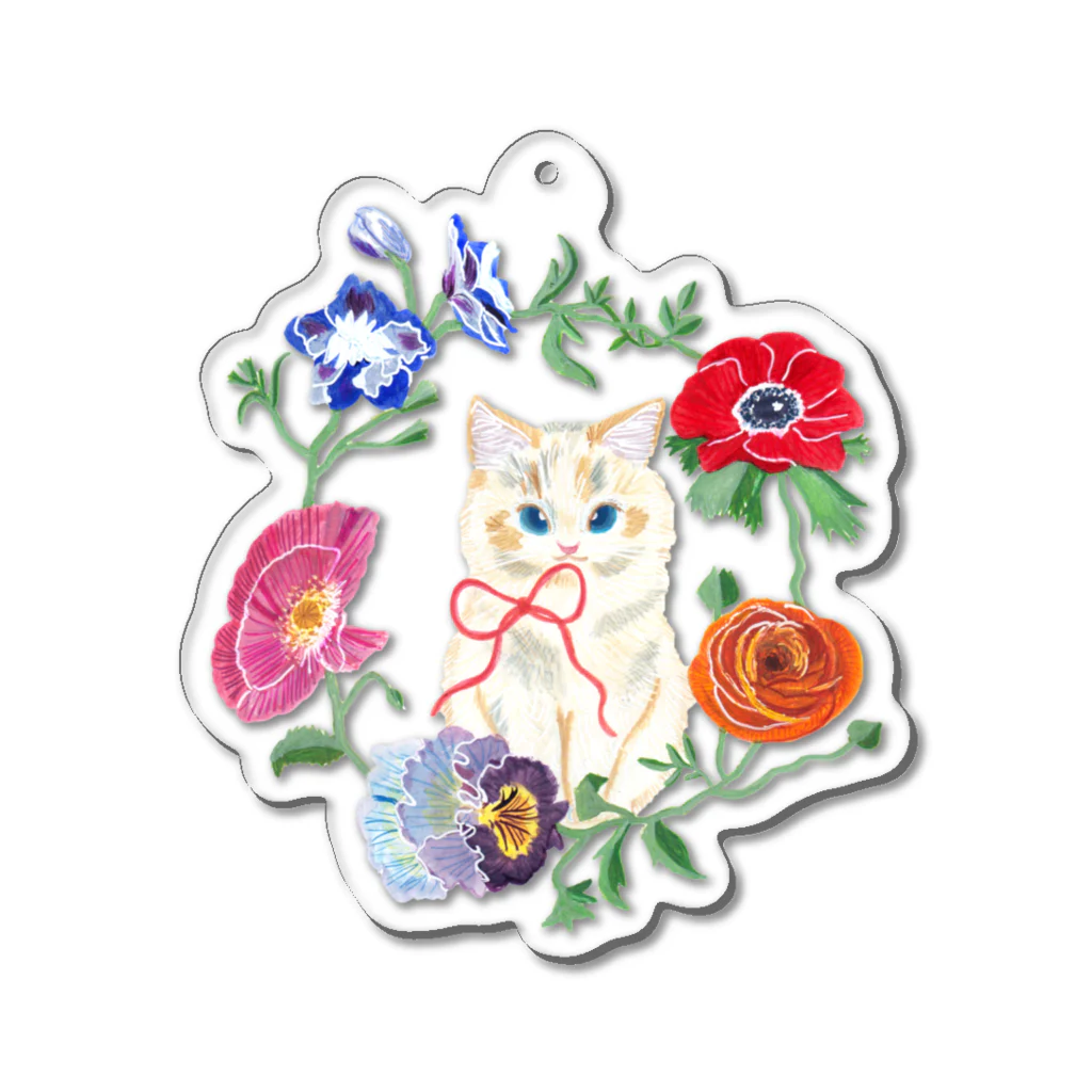 mitsuami_witchのSpring flower&Cat Acrylic Key Chain