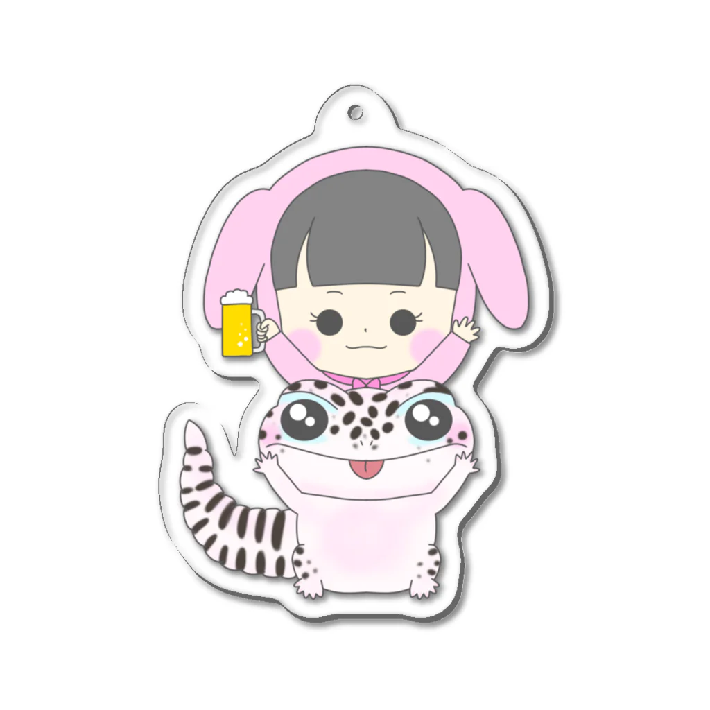 milkyway.77の乾杯アルラビちゃんとレオパ Acrylic Key Chain