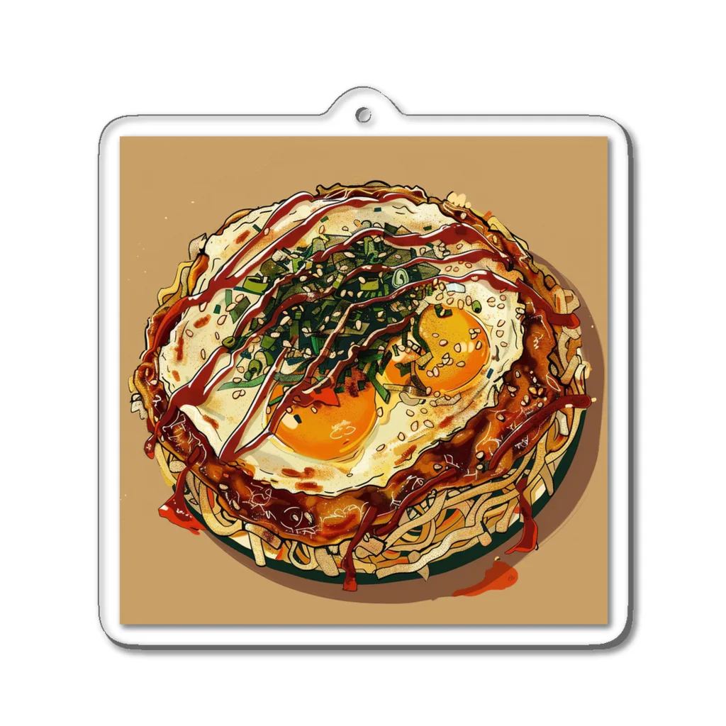 AQUAMETAVERSEの目玉焼きを乗せたお好みモダン焼き　kouchan 1616 Acrylic Key Chain