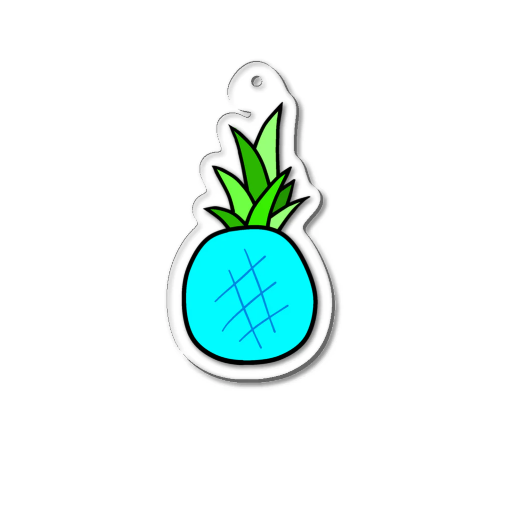 美味しいパインになりたい🍍の未熟な空色パイナップル Acrylic Key Chain