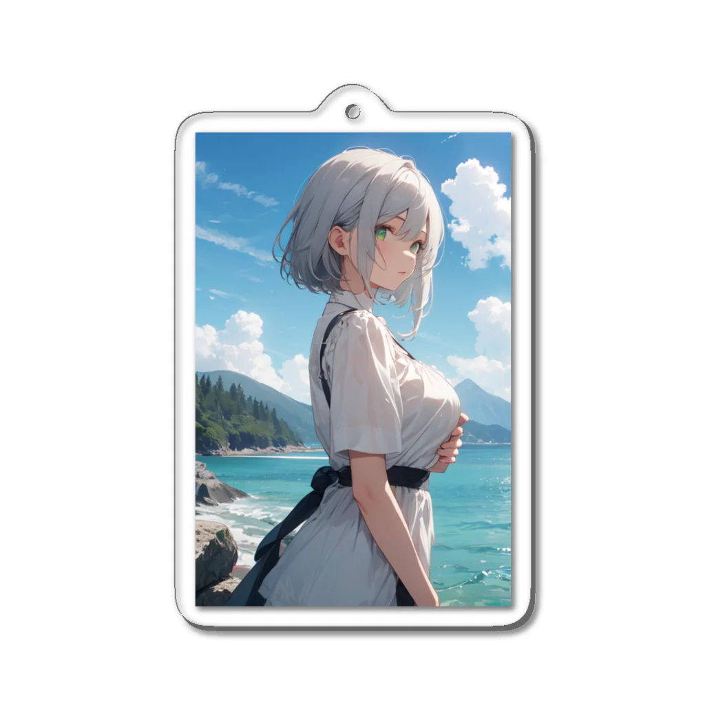 美少女silver girl'sの銀髪の女の子30 Acrylic Key Chain